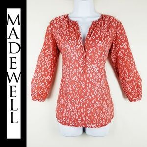 Madewell Batik Boho/ Peasant top in Ginger/rust